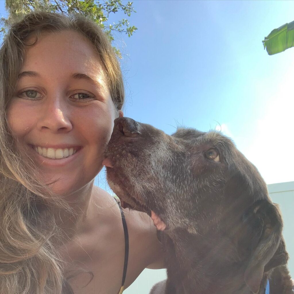 Paige with some of the dogs at the Paradise